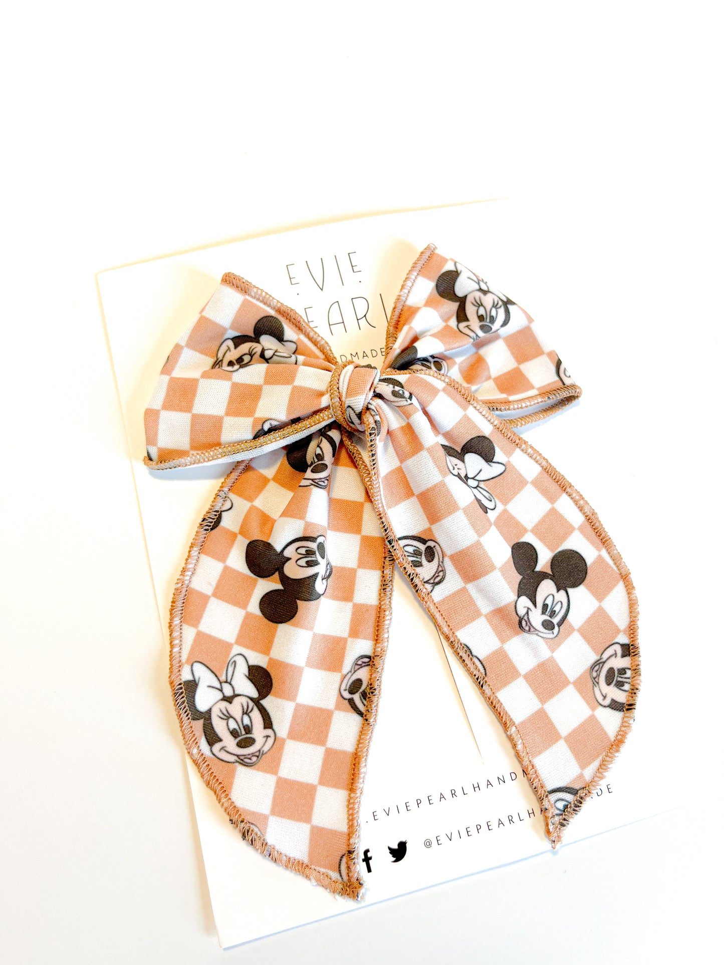 Tan Checkered Modern Mouse Bow