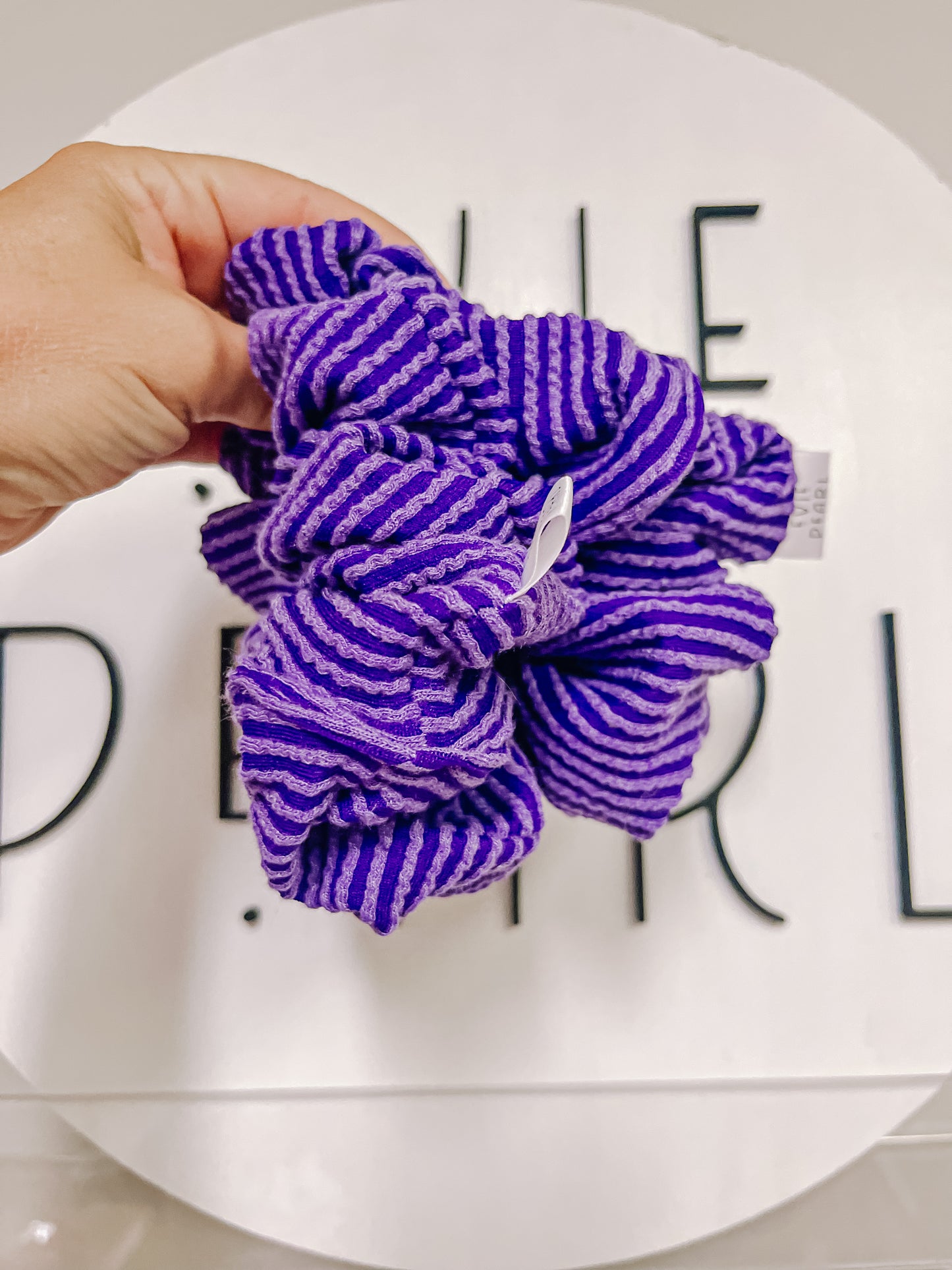 Purple Ribbed Oversized Scrunchy