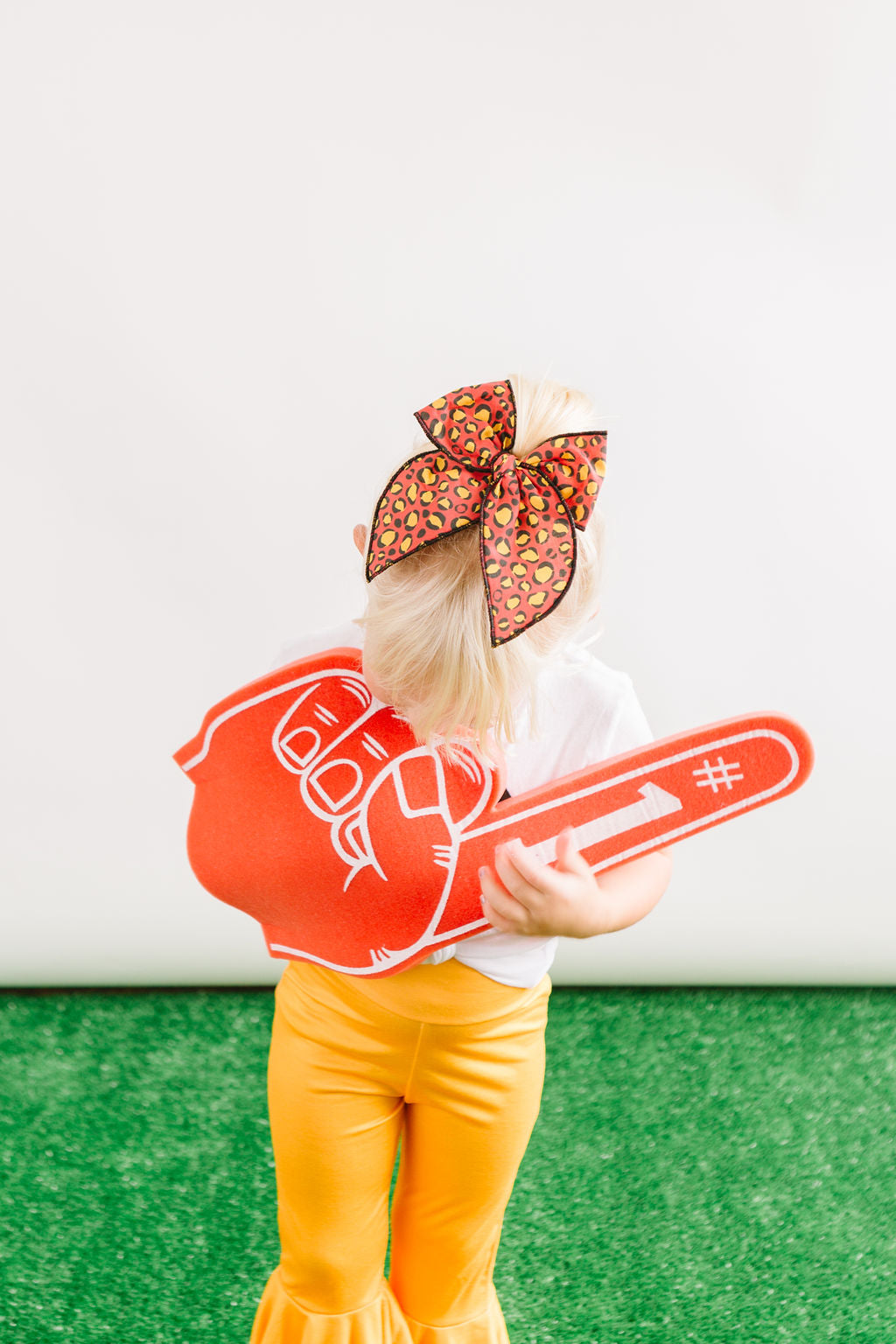 Red Leopard Black Stitching Bow