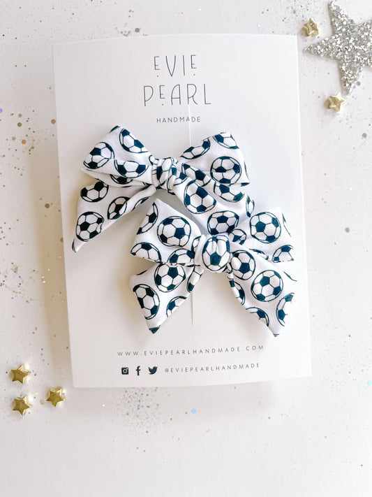 Soccer Small Pinwheel Pigtail Bows