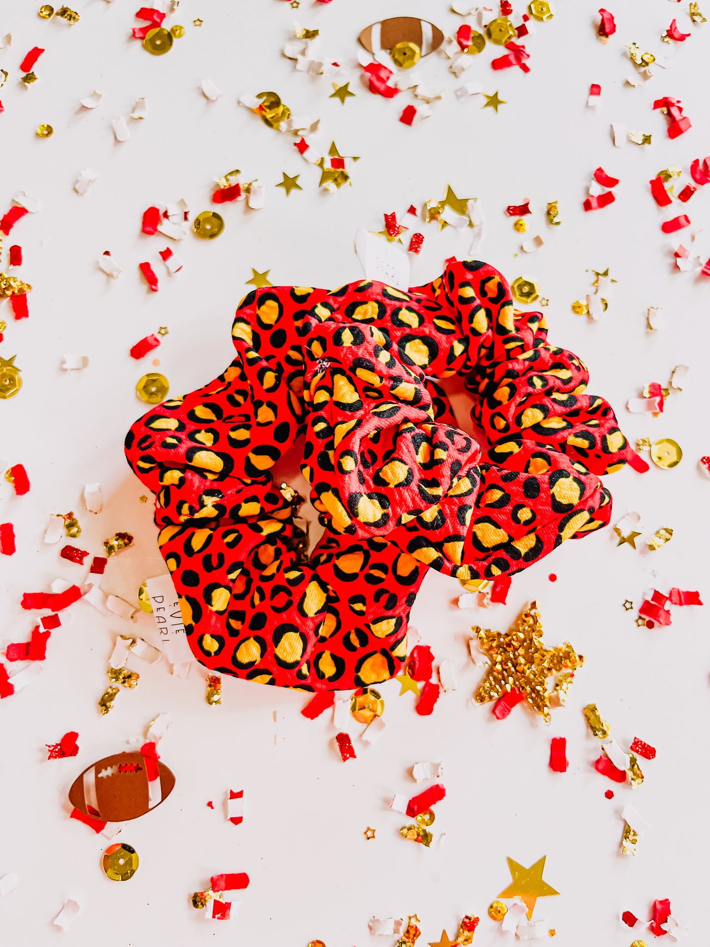 Red Gold Leopard Girls Scrunchy