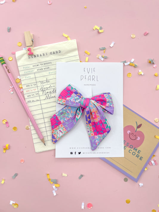 Bright Quilt School Supply Large Pinwheel Bow