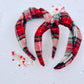 Red White Plaid Knotted Headband for Girls & Women