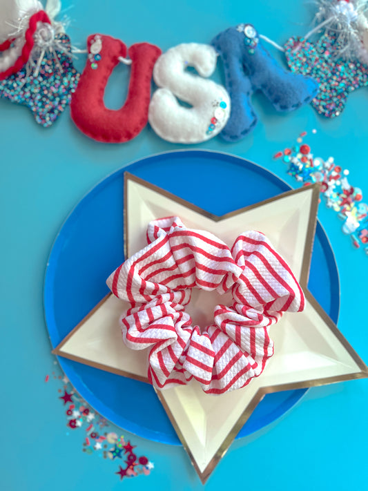 Red White Stripe Regular Scrunchy