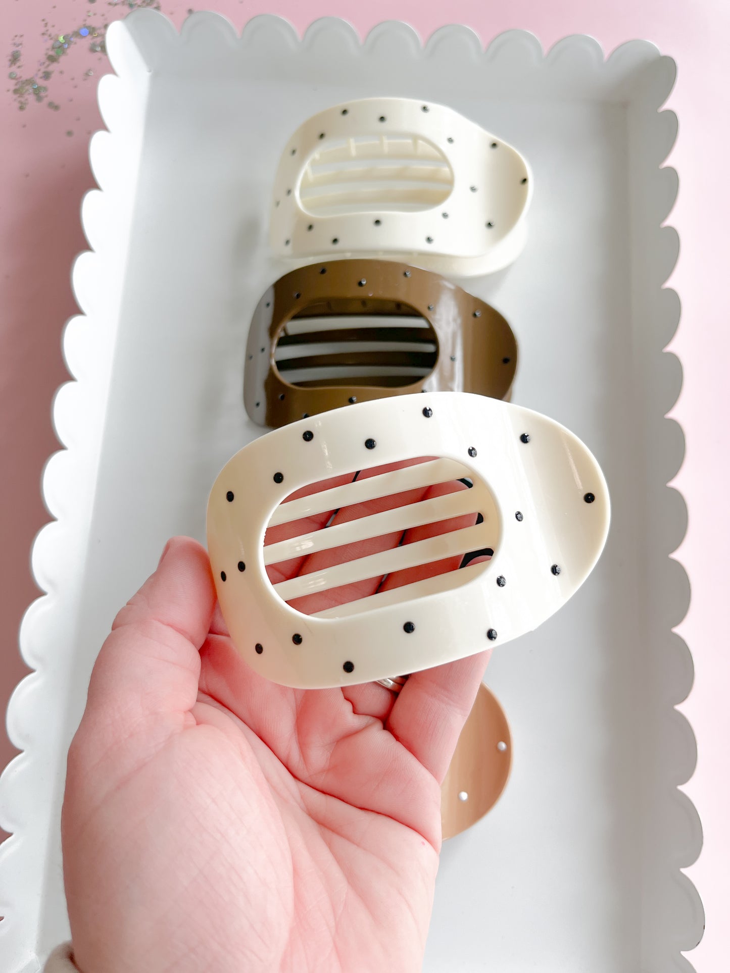 Polka Dot Flat Claw Clip