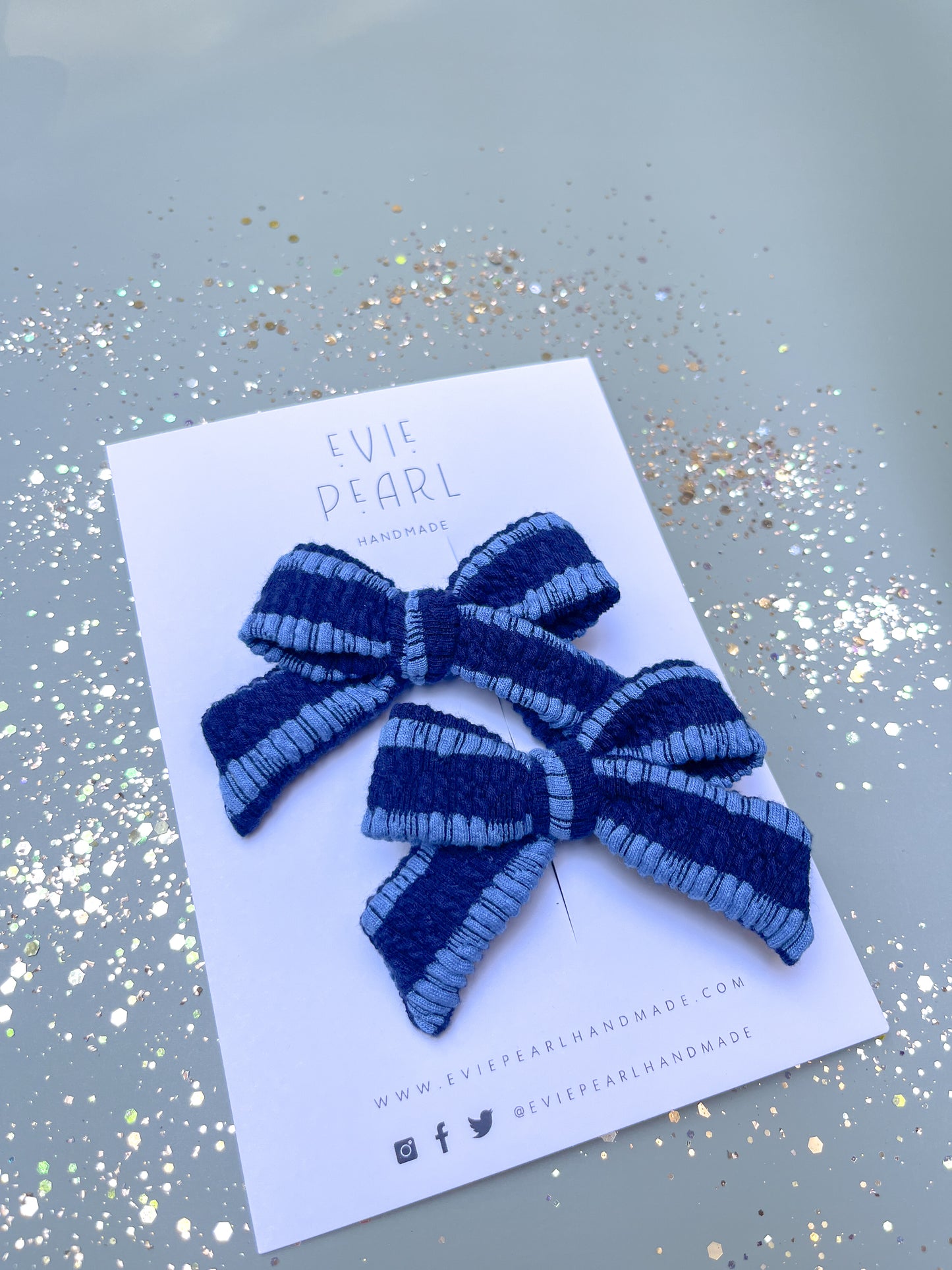 Blue Stripe Small Pinwheel Pigtails