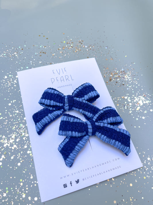 Blue Stripe Small Pinwheel Pigtails