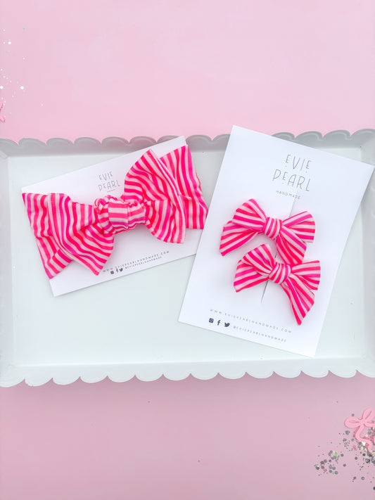 Pretty In Pink Stripe Baby Bow Turban