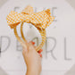 Gold Checkered Bow Headband for  Girls