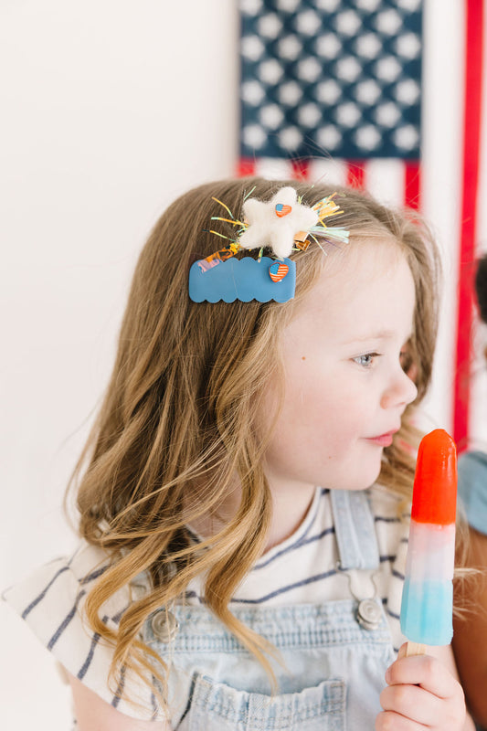 White USA Party Star & Blue USA Snap Clip Set