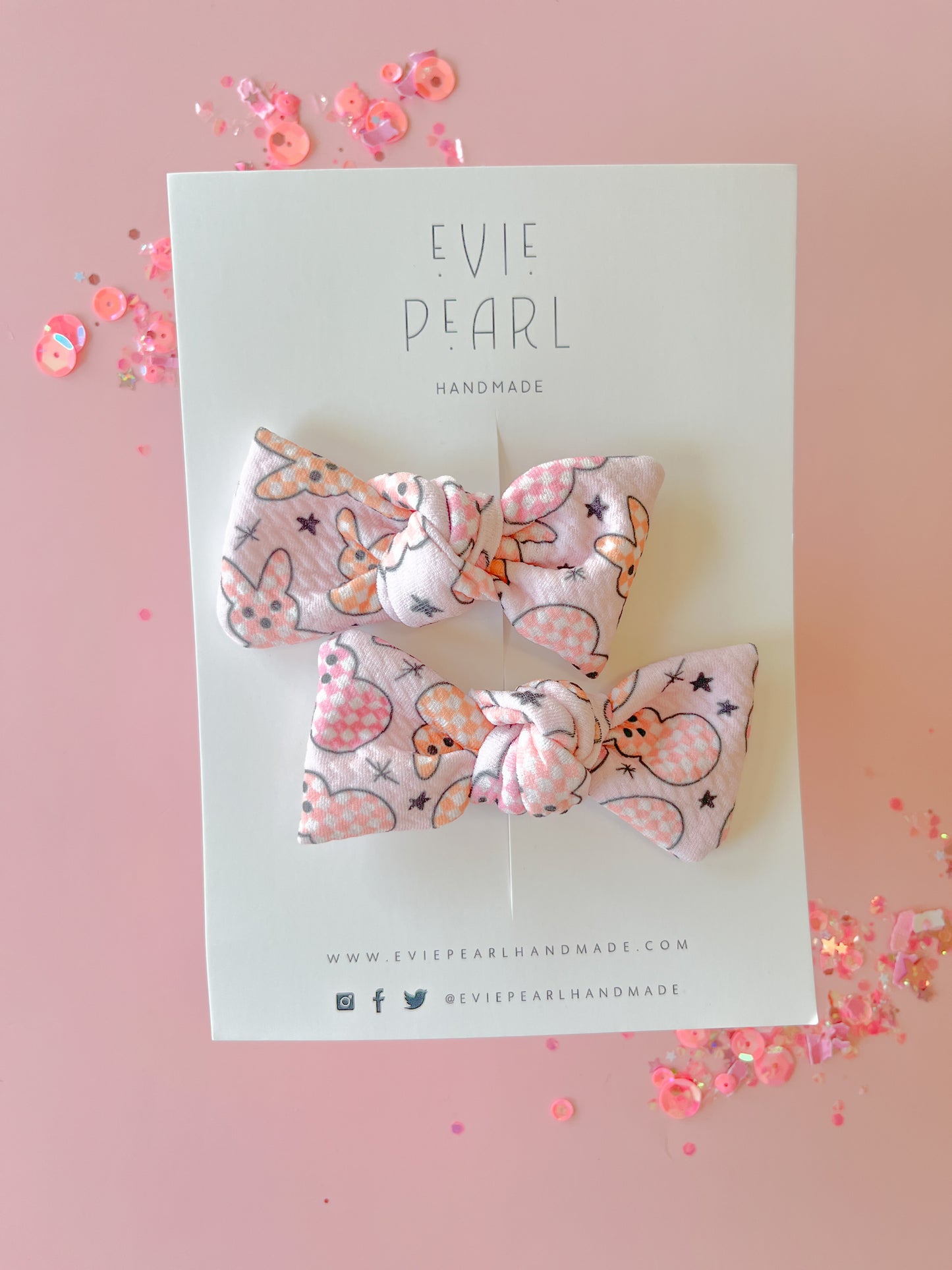 Pink Peep Knot Bow Pigtails