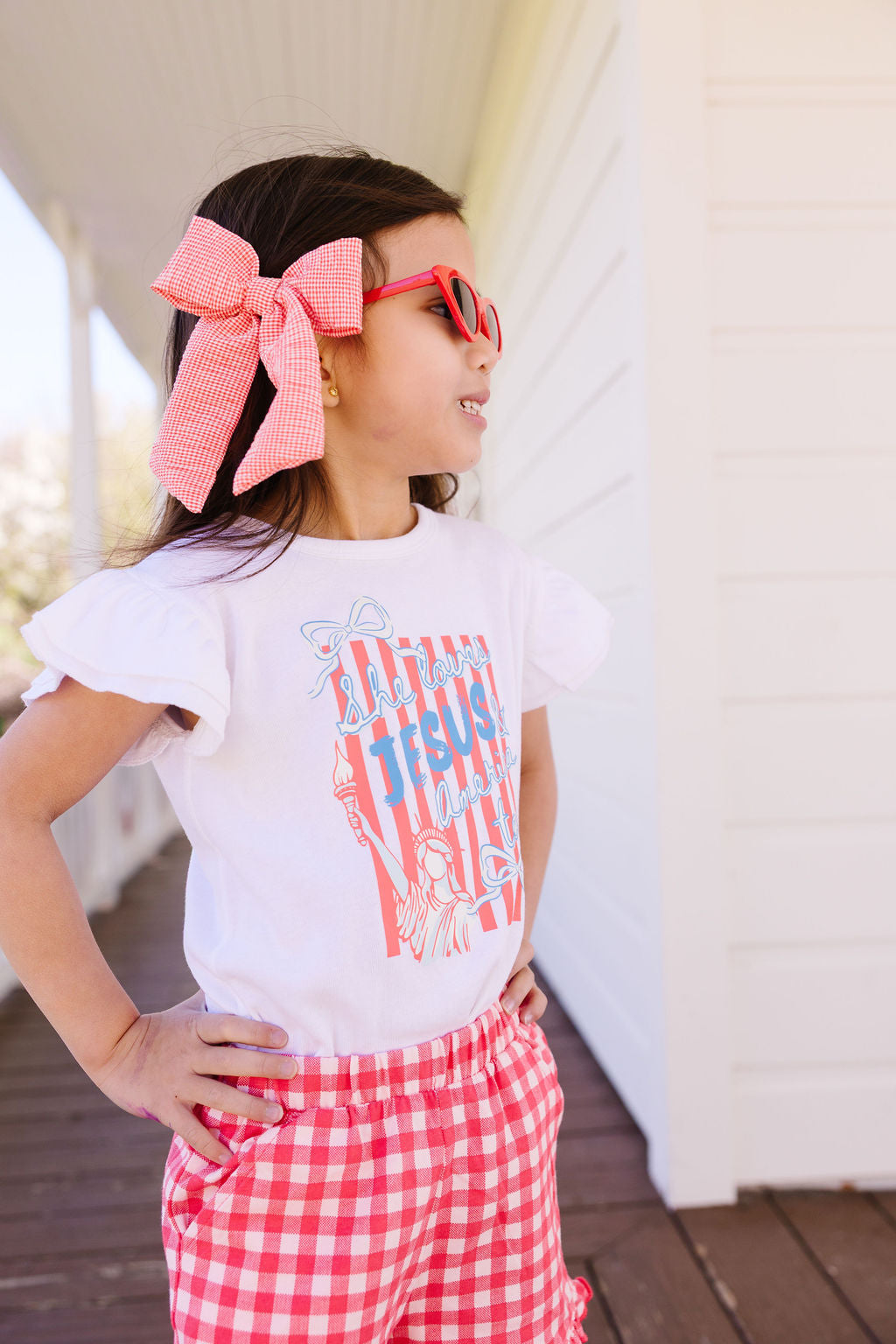 Red Gingham Crinkle XL Pinwheel Bow