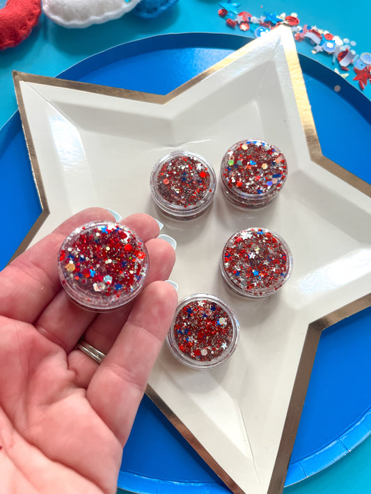 Red Silver & Blue Star Hair Glitter