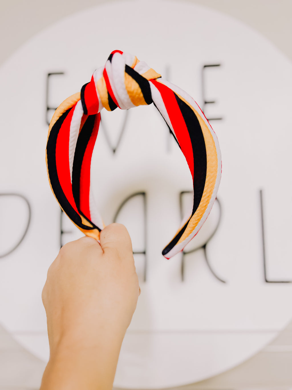 PREORDER: Black White Red Yellow Stripe Knotted Headband for Girls & Women