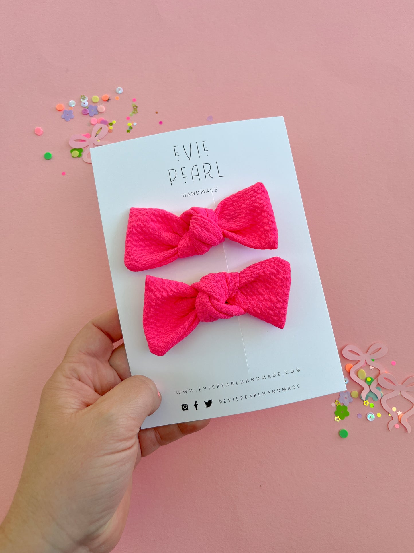 Flamingo Pink Knot Bow Pigtails