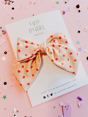 Peachy Pink Candy Corn Large Bow