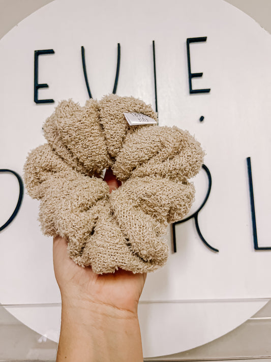 Tan Sherpa Oversized Scrunchy