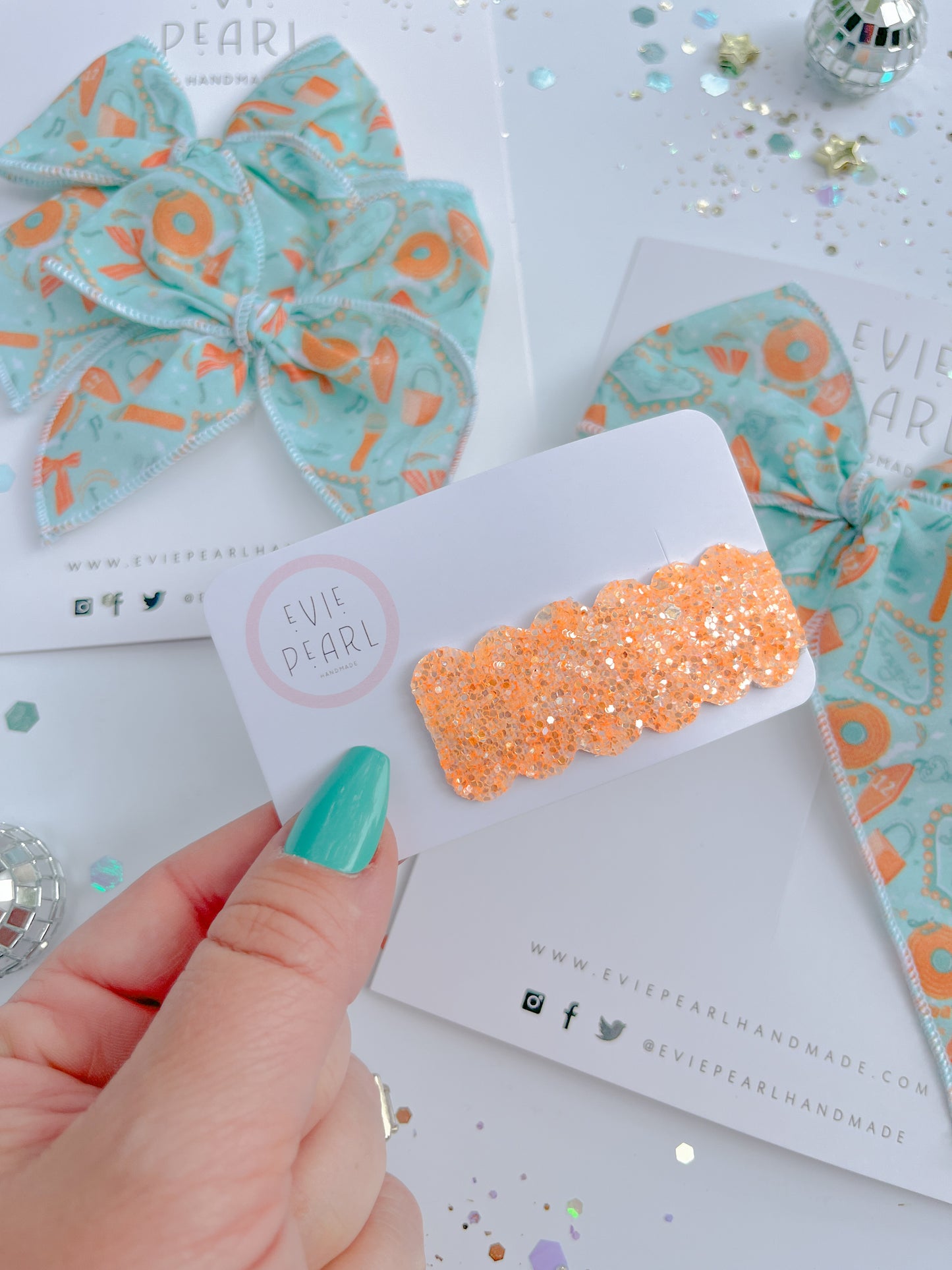 Orange Glitter Single Snap Clip Barrette