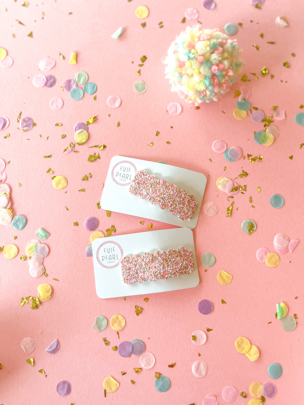 Gold & Pink Glitter- Single Snap Clip