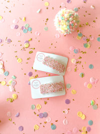 Gold & Pink Glitter- Single Snap Clip
