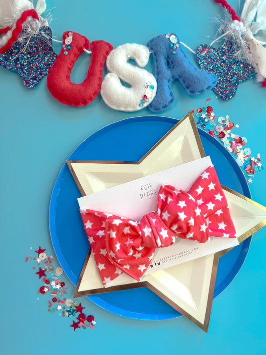 Red Stars Baby Bow Turban
