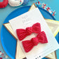 Red Ribbed Knot Bow Pigtails
