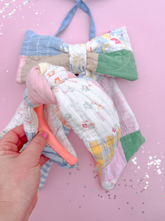 Spring Heirloom Quilted Knotted Headband