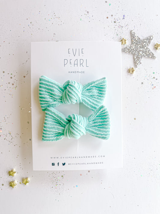 Teal Ribbed Small Pigtail Set