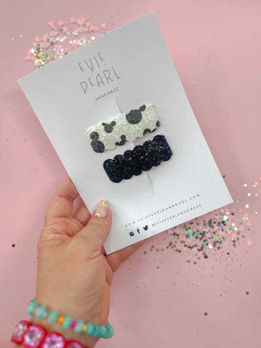 Black Mickey Mouse Snap Clip Set