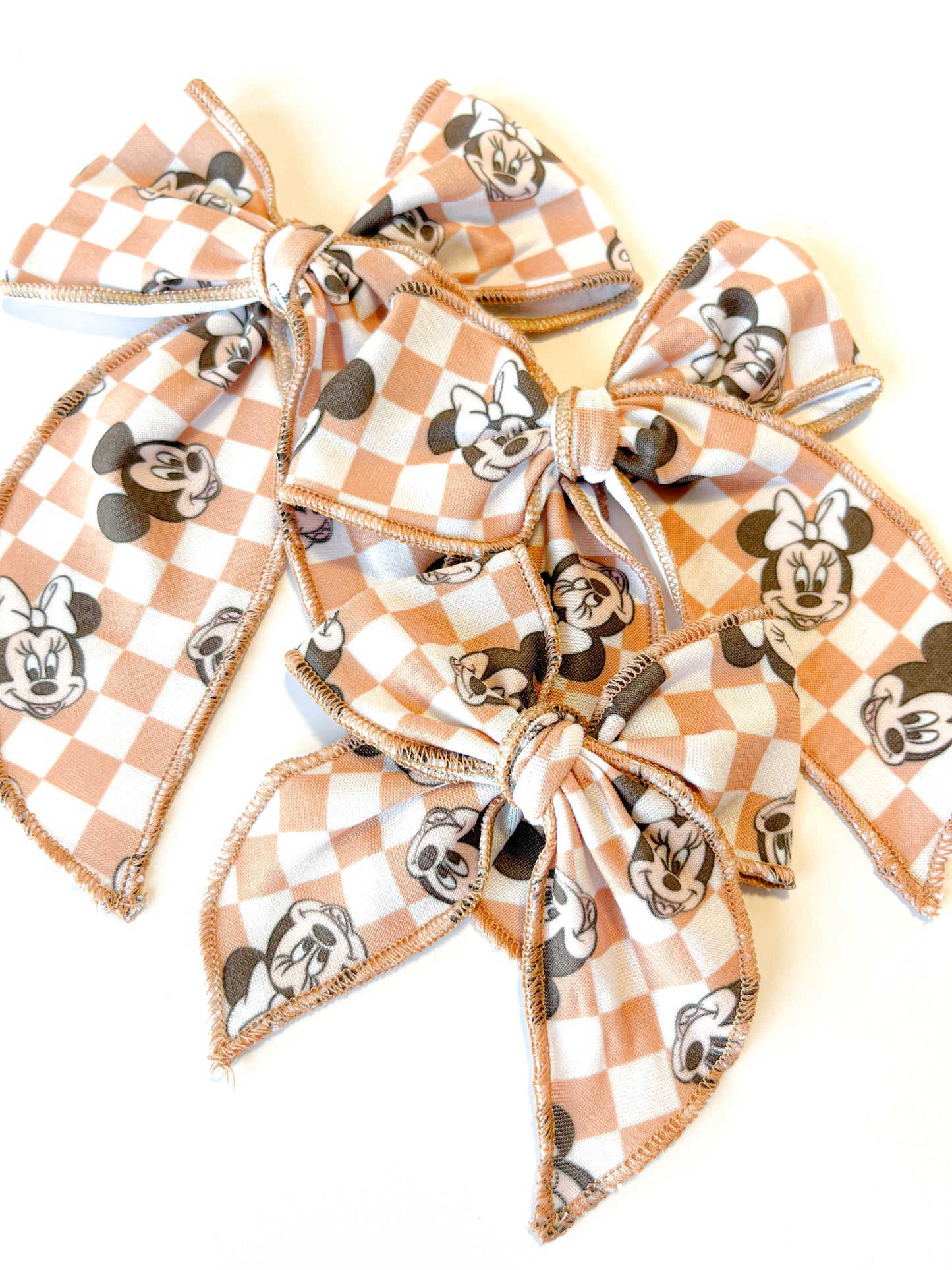 Tan Checkered Modern Mouse Bow