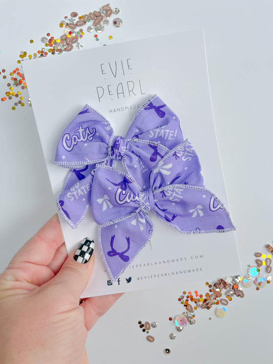 KSU Wildcats Go State Small Pigtail Bows