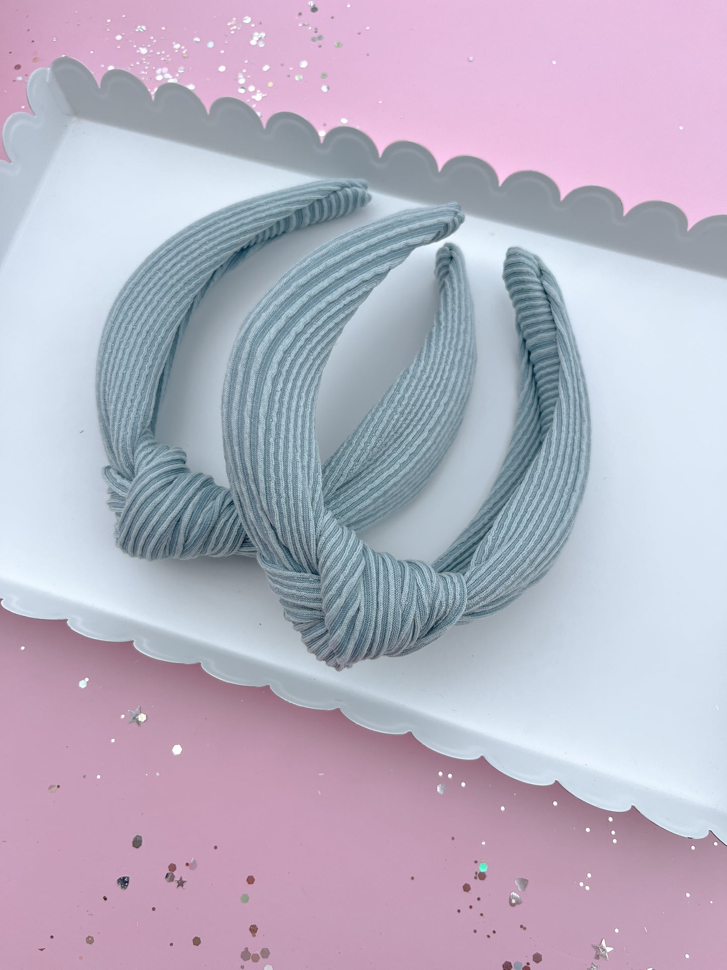 Sage Green Ribbed Knotted Headband