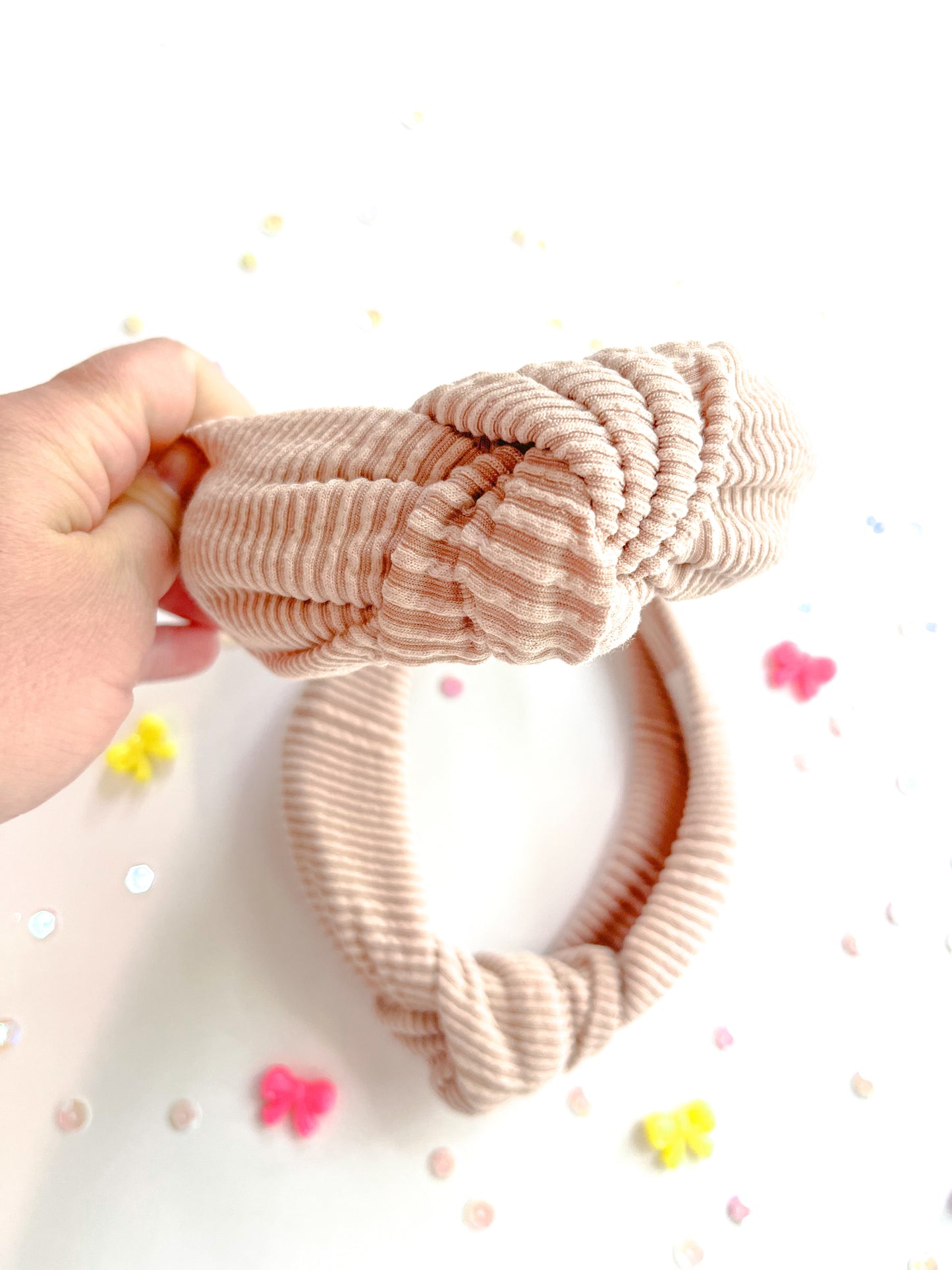 Latte Ribbed Knotted Headband