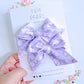 Purple Checkered Mouse Head Small Pigtail Bows