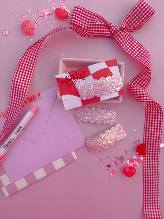 Light Pink Glitter Snap Clip