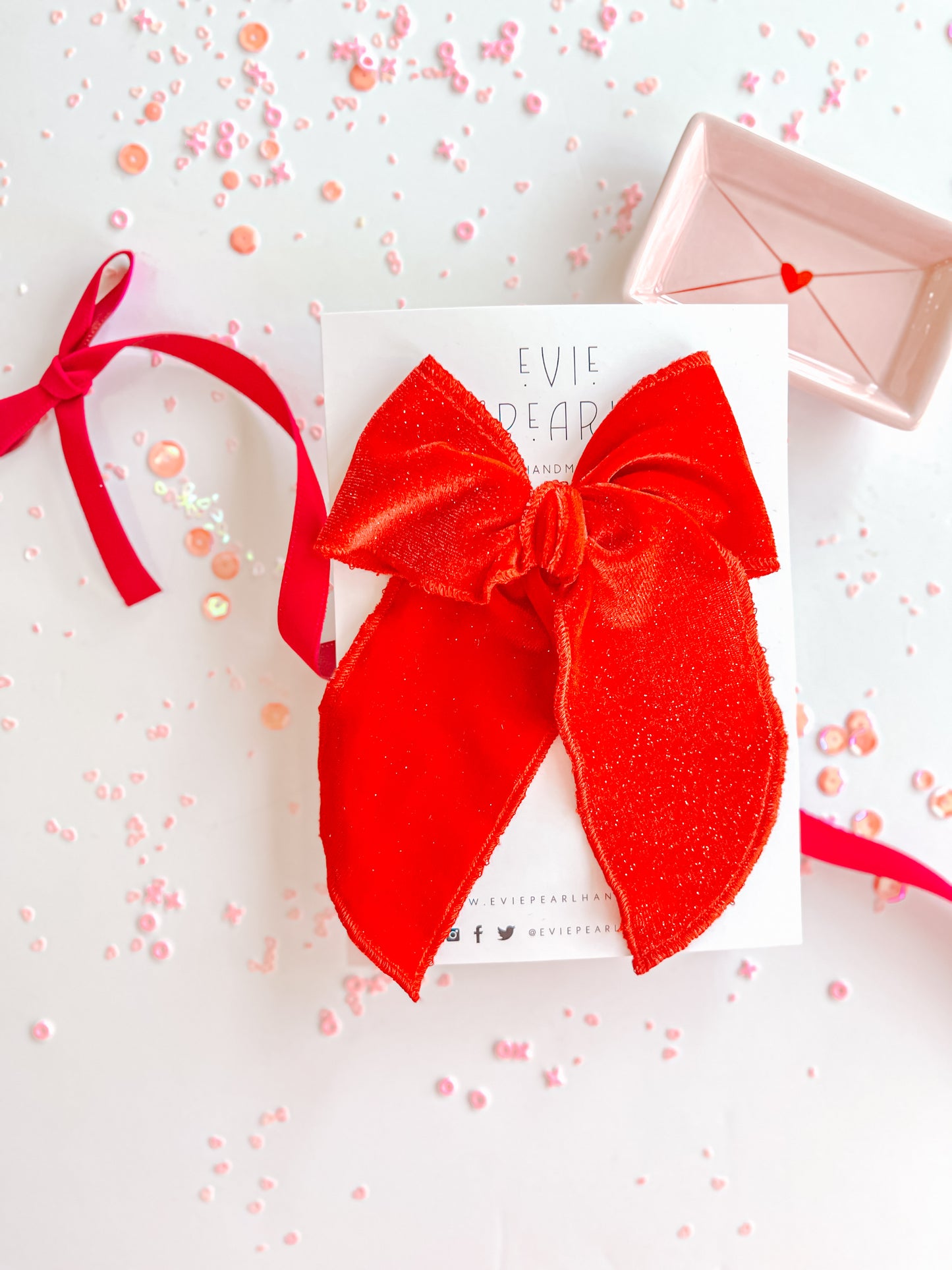 Red Velvet Glitter Oversized Bow