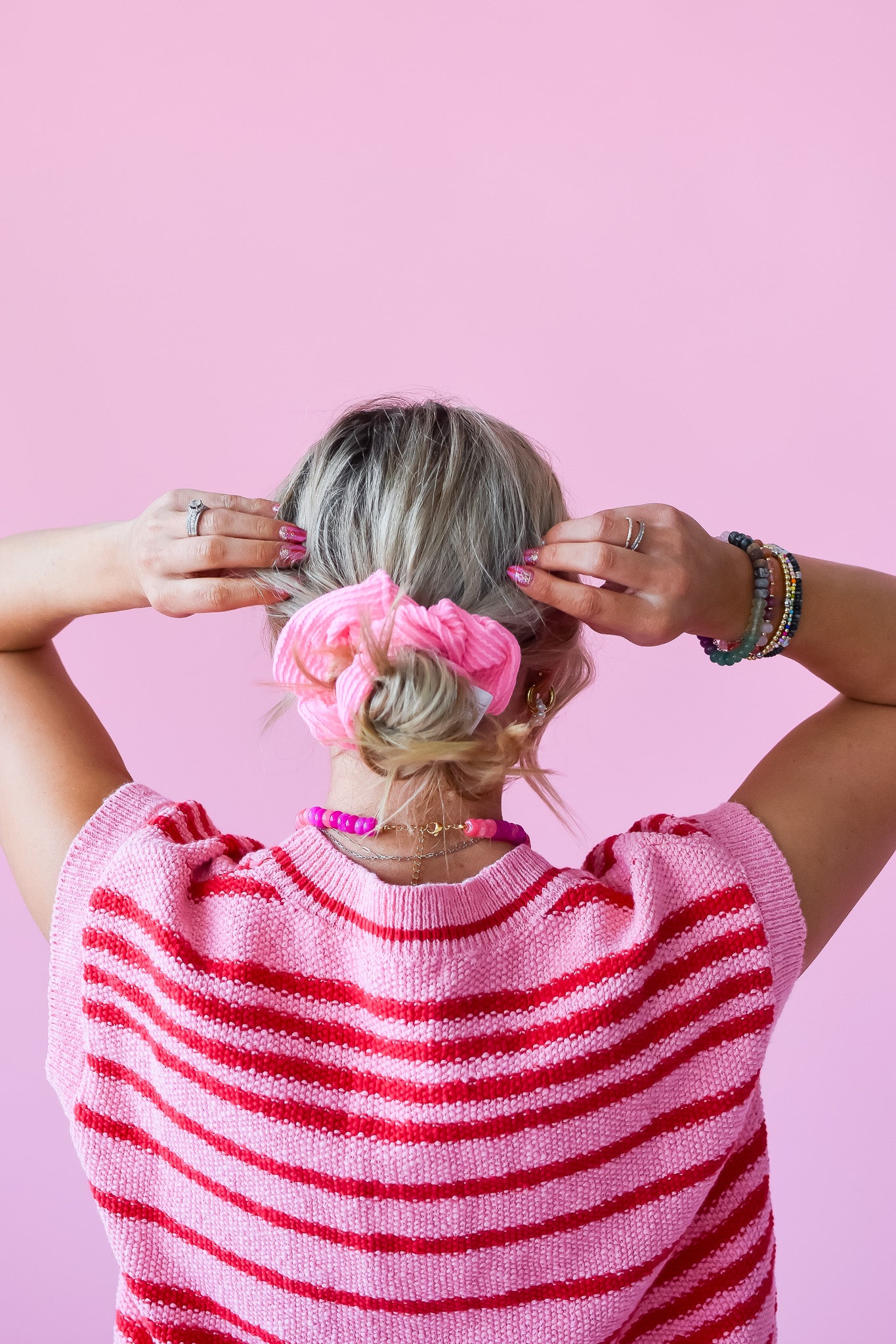 Kasie Bubblegum Pink Ribbed Regular Scrunchy