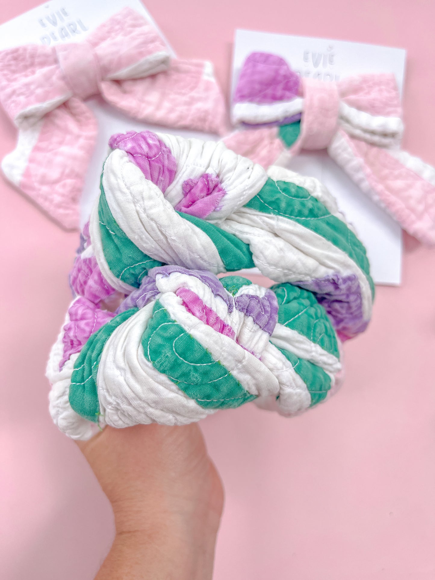 Pink/Purple/Greens Vintage Quilt Knotted Headband