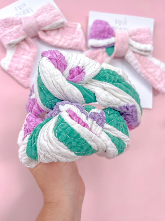 Pink/Purple/Greens Vintage Quilt Knotted Headband
