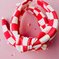 Red White Checkered Knotted Headband for Girls & Women