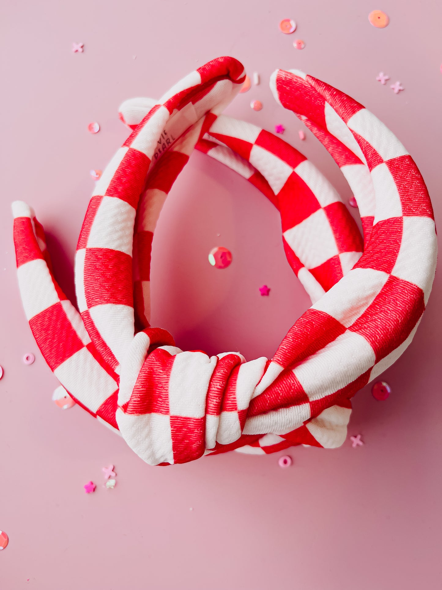 Red White Checkered Knotted Headband for Girls & Women