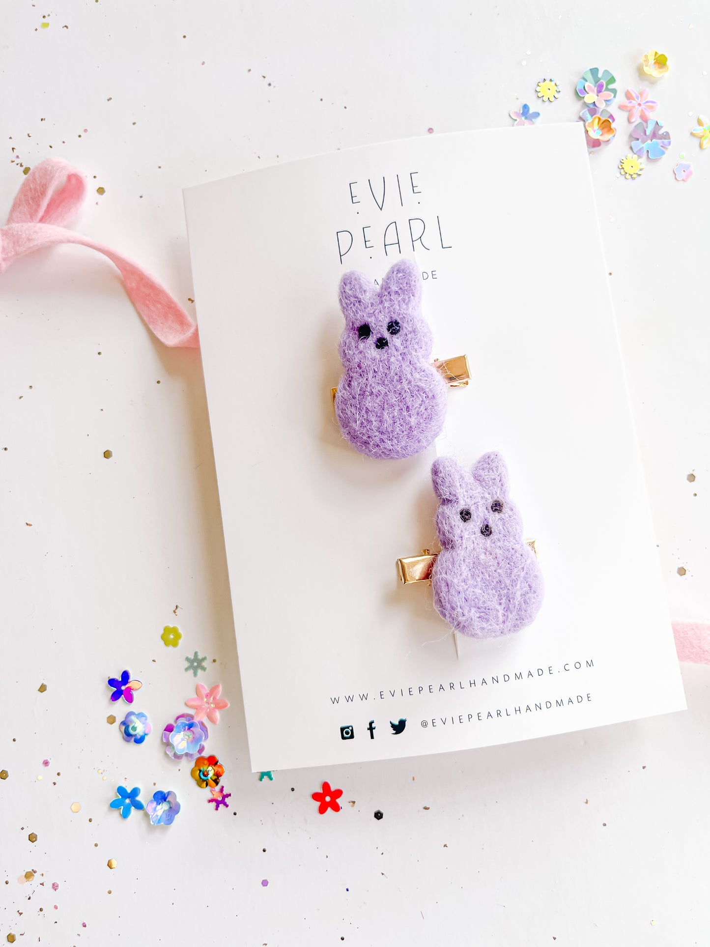 Lilac Purple Peep Pigtail Clips