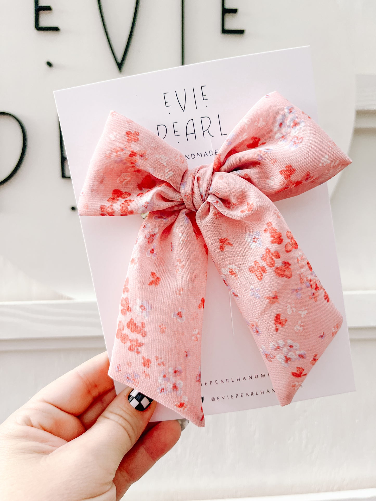 Pink Fall Floral Longtailed Hair Bow