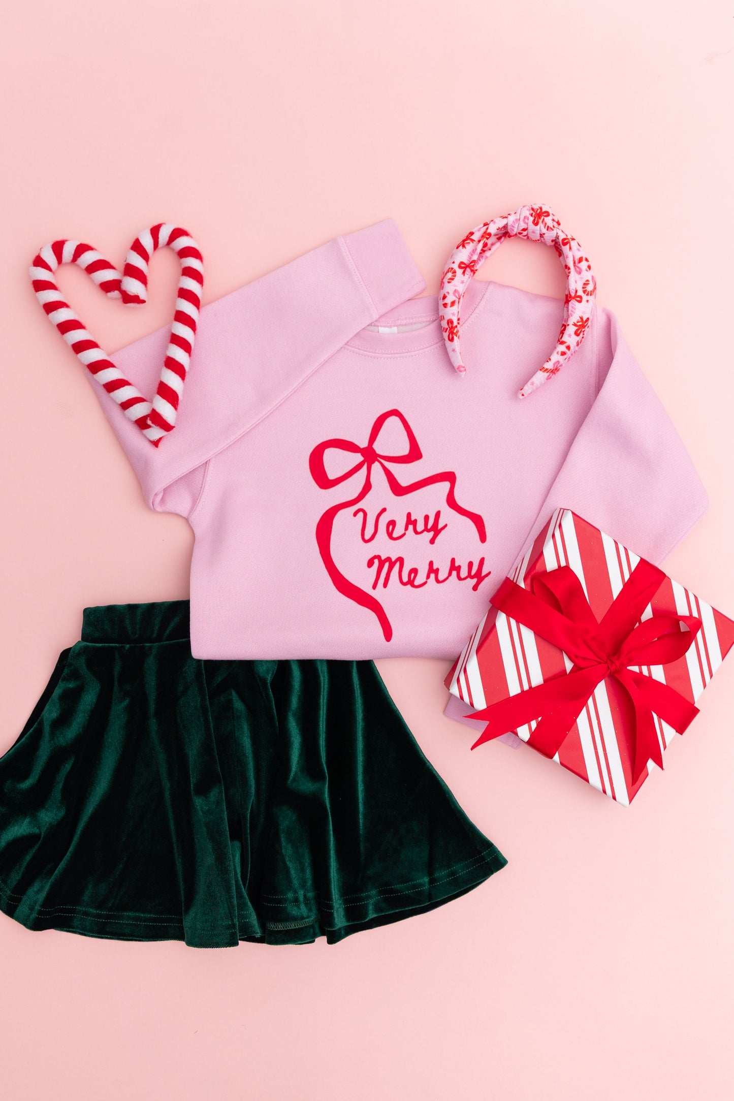 Pink Red Candy Cane Knotted Headband for Girls & Women