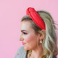 Kasie Red Ribbed Knotted Headband for Girls & Women