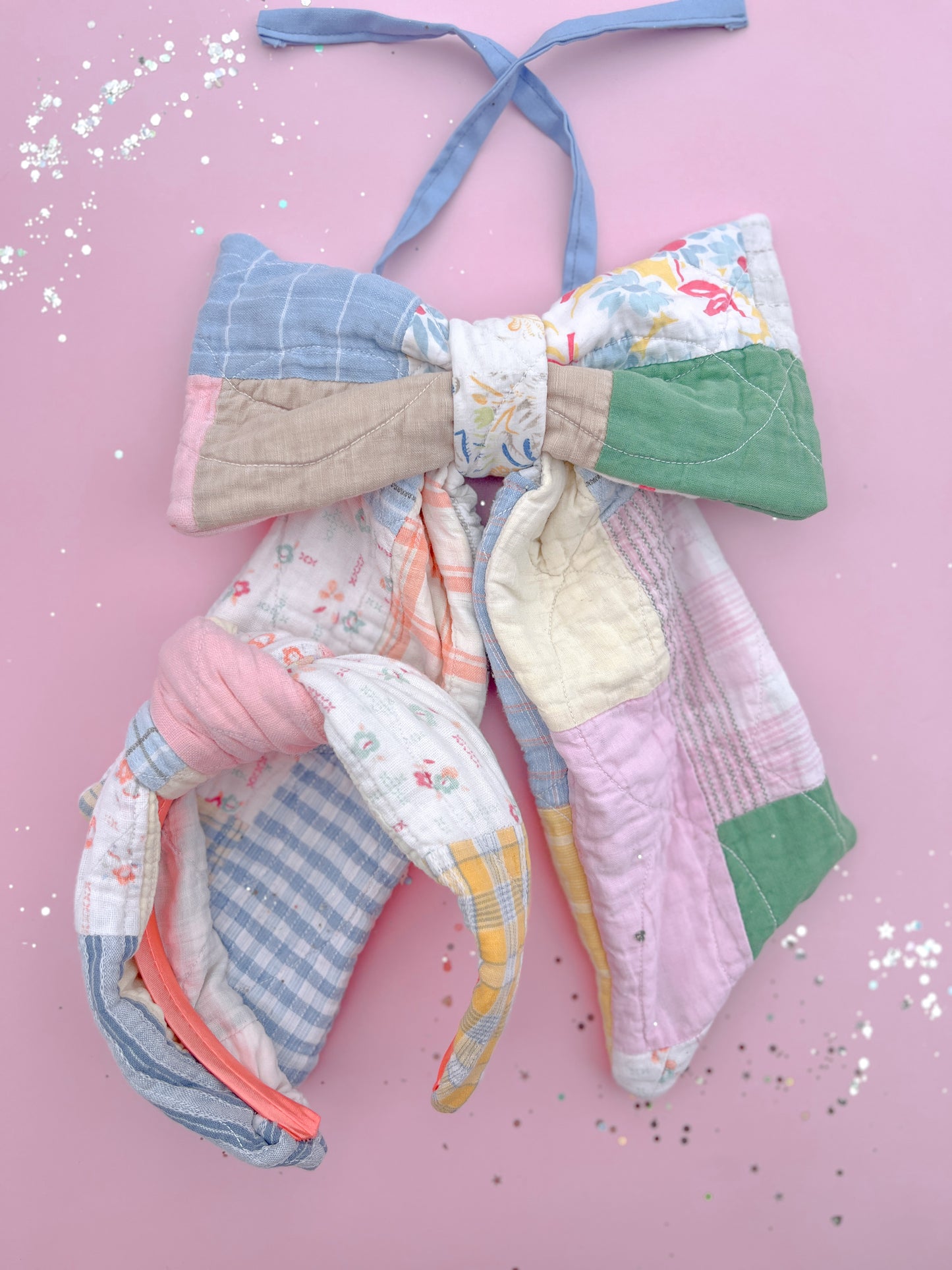 Spring Heirloom Quilted XL Easter Basket Tag Bow