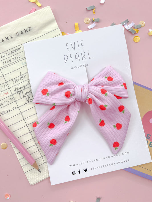 Pink Apple Large Pinwheel Bow