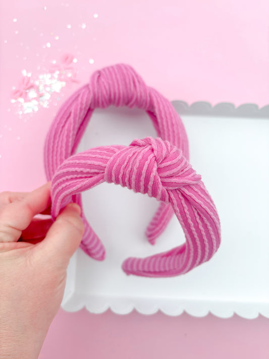 Taffy Pink Ribbed Knotted Headband