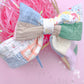 Spring Heirloom Quilted XL Easter Basket Tag Bow