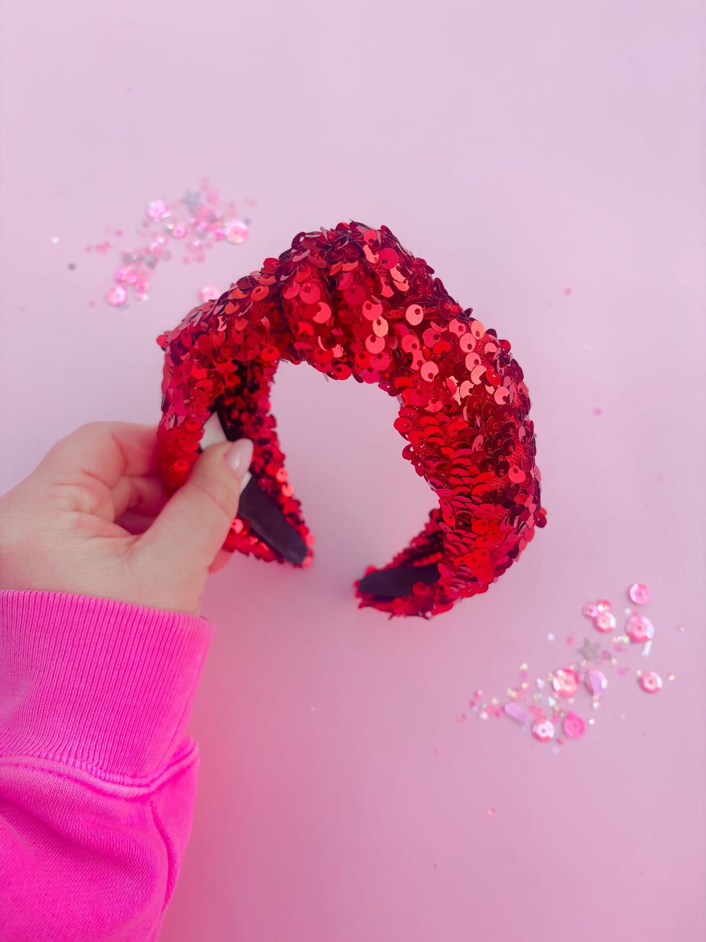 Red Sequins Knotted Headband for Girls & Women